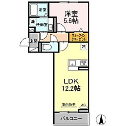 ソレイユB 1LDKの間取図画像