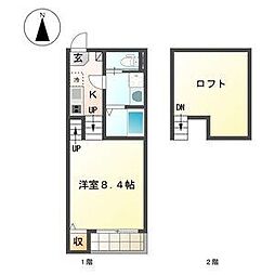 リュバン黒川 1Kの間取図画像
