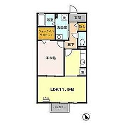 リヴィエールS 1LDKの間取図画像