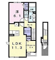 プラムツリー 1LDKの間取図画像