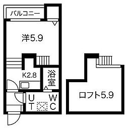 エスパス・リブレ 1Kの間取図画像