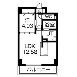 GRANDUKE代官町reverso 1LDKの間取図画像