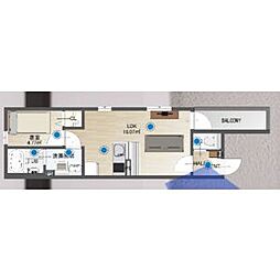 ジュエル守山I 1LDKの間取図画像