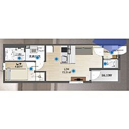 ジュエル守山I 1LDKの間取図画像
