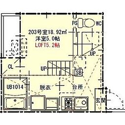 ハーモニーテラス山田 1SKの間取図画像
