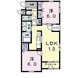さつき荘 2LDKの間取図画像