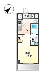 ブルーシャトー 1Kの間取図画像
