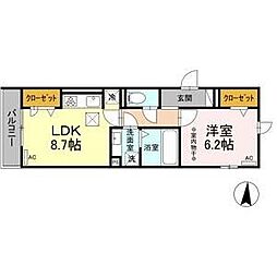 ルチェ 1LDKの間取図画像