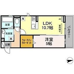 メゾン長栄 1LDKの間取図画像