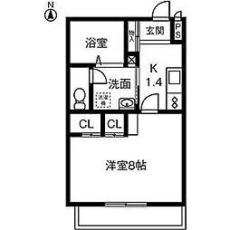 リエス千代田橋 1Kの間取図画像