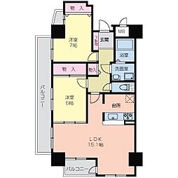 サムティイースト白壁 2LDKの間取図画像