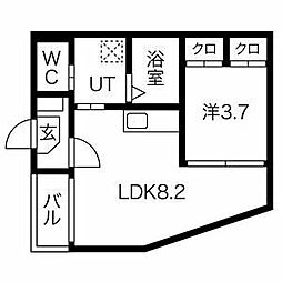 MaisonFar黒川 1LDKの間取図画像