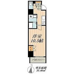 STUDIOKANAREBASHI 1Kの間取図画像