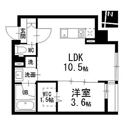 plusM MEIJOKOEN 1LDKの間取図画像