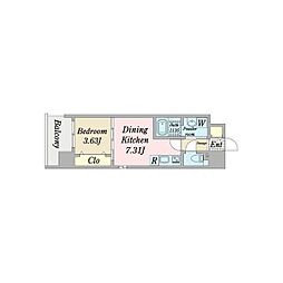 プレイズシード車道スクエア 1DKの間取図画像