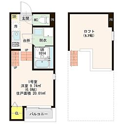 ハーモニーテラス新守山南 1Kの間取図画像