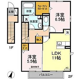 D-roomRico 2LDKの間取図画像