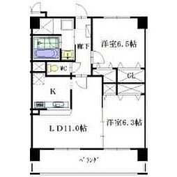 ハピネス天塚 2LDKの間取図画像