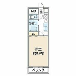 グレイスコート元郷 1Kの間取図画像