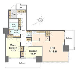 ザ・タワー横浜北仲 2LDKの間取図画像