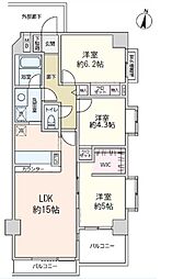 コスモ鶴見セジュール 3LDKの間取図画像