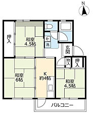 UR都市機構江南団地16棟 3Kの間取図画像