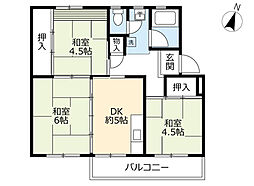 UR都市機構江南団地56棟 2LDKの間取図画像