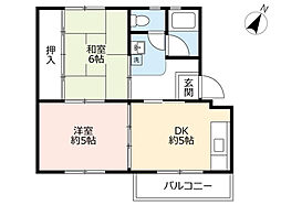 UR都市機構江南団地79棟 2DKの間取図画像
