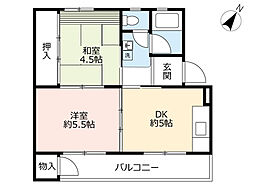 UR都市機構江南団地40棟 2DKの間取図画像