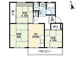 UR都市機構江南団地2棟 3DKの間取図画像