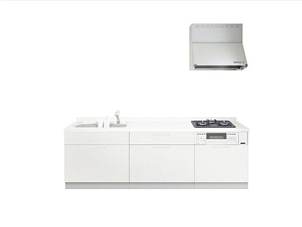 【同仕様写真】キッチンはハウステック製の新品に交換します。引出には一升瓶や寸胴鍋など背の高いものも収納できます。天板は熱や傷にも強い人工大理石仕様なので、毎日のお手入れが簡単です。