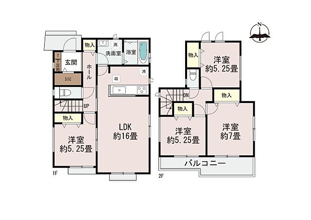 全居室収納付きで便利です。