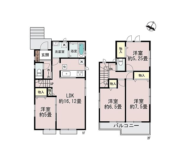 全居室収納付きで便利です。