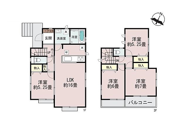 全居室収納付きで便利です。