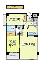 サンライト万代 2LDKの間取図画像