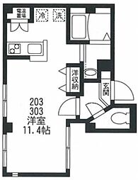 アーバンビューノ ワンルームの間取図画像