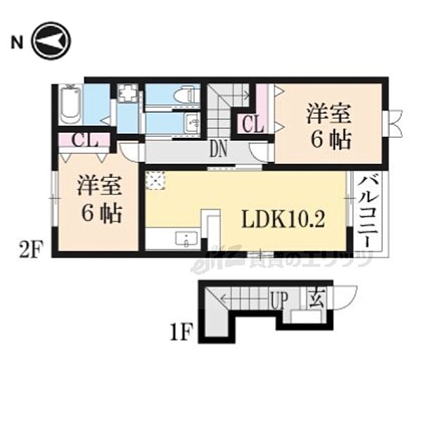 ポート　パシフィックII 201｜京都府綾部市大島町坂尻(賃貸アパート2LDK・2階・57.02㎡)の写真 その2