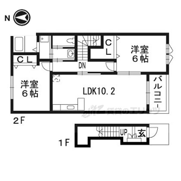 京都府南丹市園部町横田４号(賃貸アパート2LDK・2階・57.02㎡)の写真 その2