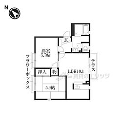ロイヤルグレイス 1階2LDKの間取り