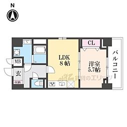 JR山陰本線 亀岡駅 徒歩5分の賃貸マンション 5階1LDKの間取り