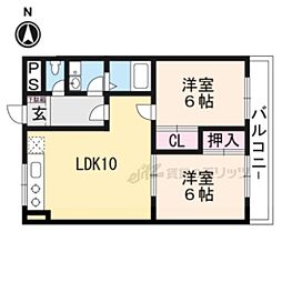 マンションみやび 3階2LDKの間取り