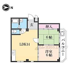 サンマンション 4階2LDKの間取り