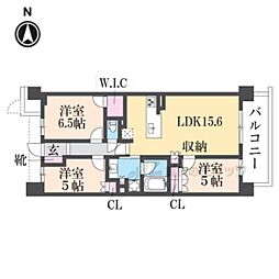 ライオンズ嵯峨天龍寺若宮　西の邸 3階3LDKの間取り