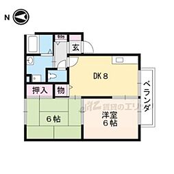 JR山陰本線 亀岡駅 徒歩18分の賃貸マンション 1階2DKの間取り
