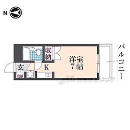 エントピア嵯峨 3階1Kの間取り