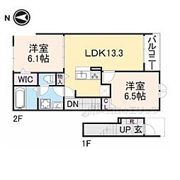 クレール丹波篠山I 2階2LDKの間取り