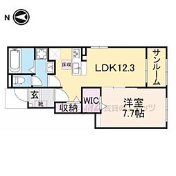 JR山陰本線 園部駅 徒歩25分の賃貸アパート 1階1LDKの間取り