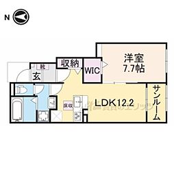 エルソラーレII 1階1LDKの間取り