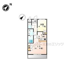 コーポ花水木 2階1LDKの間取り