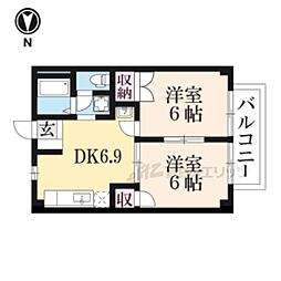 アーバンＣＩＴＹ21 2階2DKの間取り